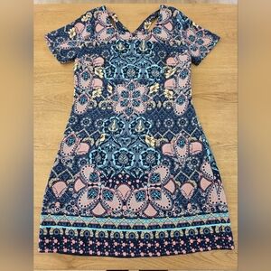 Hollister Navy Floral Paisley Mini Dress with Pink & Light Blue Accents